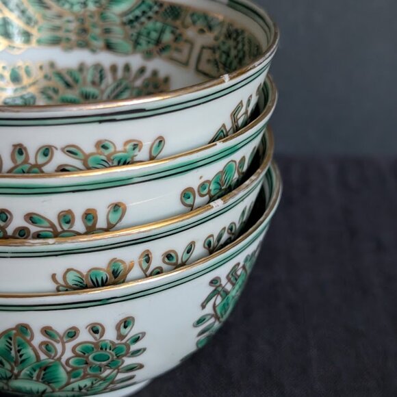 1 Green & Gold Fitzhugh Porcelain Bowl Dish Chinoiserie Preppy Grand Millennial - Picture 12 of 16
